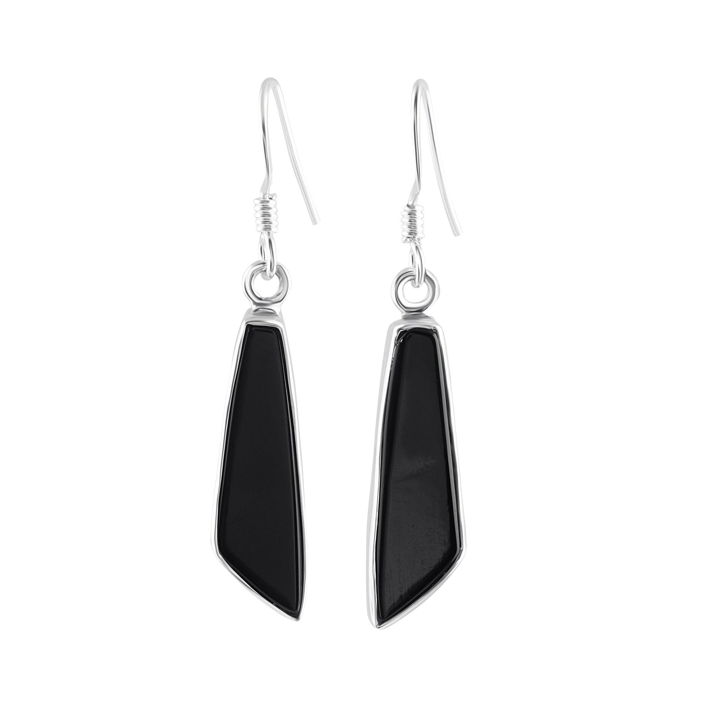 Genuine Black Onyx Gems 925 Sterling Silver quadrilateral Earrings, Black Onyx 925 Silver Earrings, Leo Zodiac December Birthstone Australia, Zorbajewellers