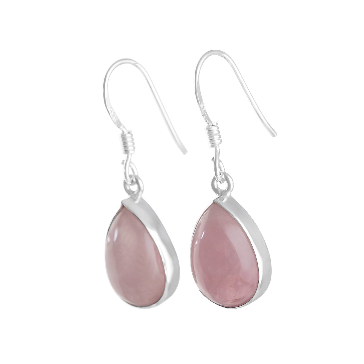 Teardrop/leaf/pear shaped Minimalist Rose Quartz 925 silver earrings, Simple pink earrings, Taurus zodiac January birthstone gift, Australia, Zorbajewellers