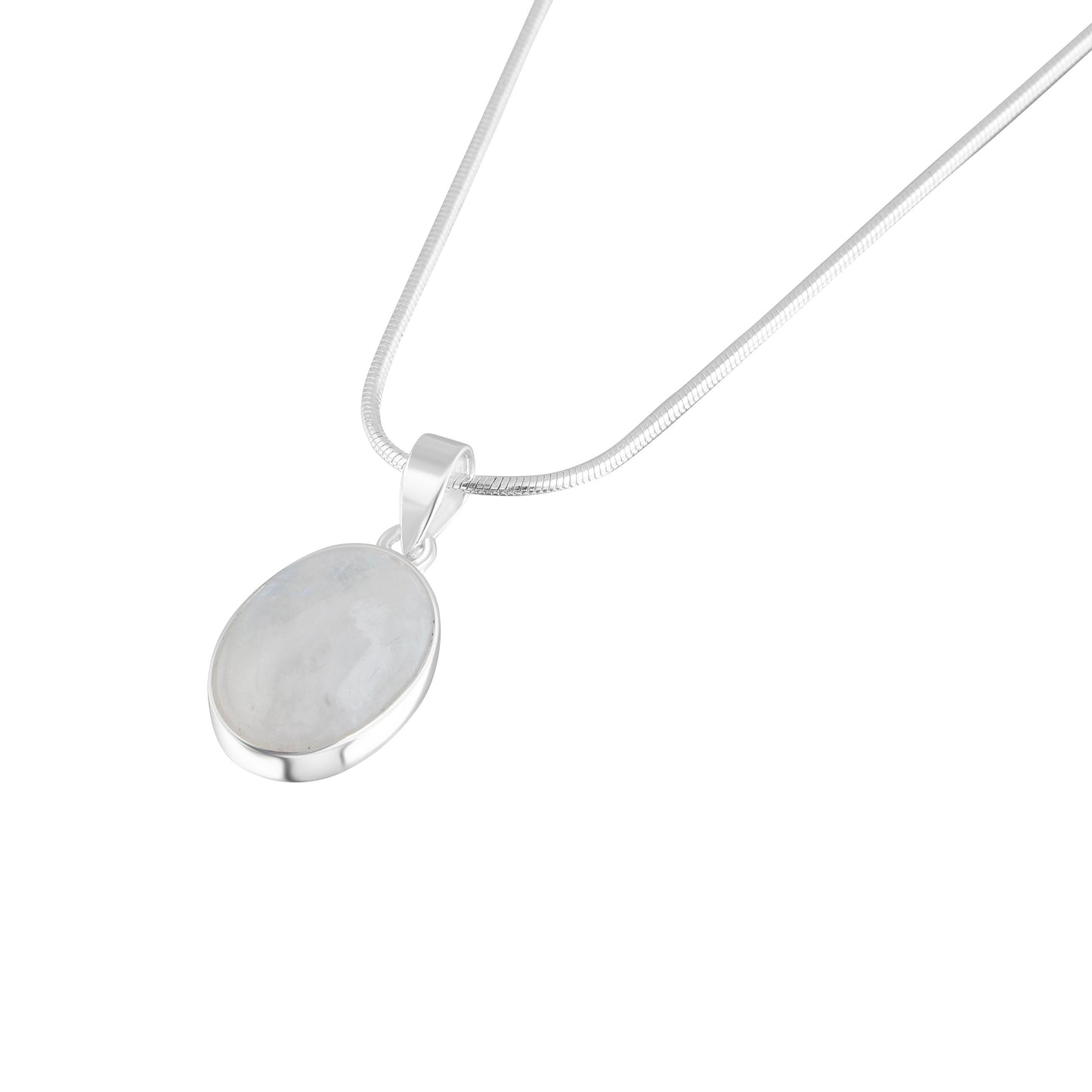 Medium moonstone (white) gemstone oval cut Solid Sterling Silver Minimalist necklace pendant, Cancer Zodiac July Birthstone, Australia, Zorbajewellers