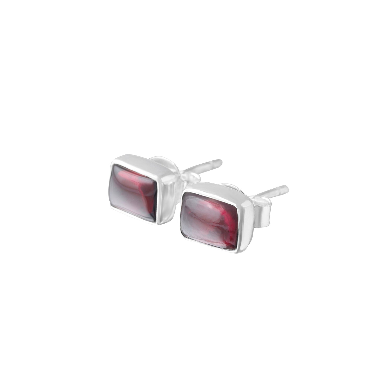 Genuine Red GARNET Rectangle GEMS 925 SILVER Stud Earrings, Rectangle Red Garnet Stud Earring, Capricorn Zodiac January Birthstone Australia, Zorbajewellers
