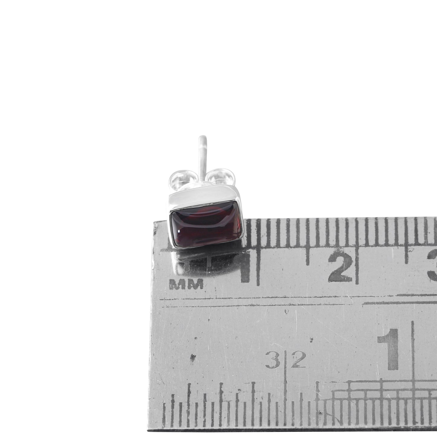 Genuine Red GARNET Rectangle GEMS 925 SILVER Stud Earrings, Rectangle Red Garnet Stud Earring, Capricorn Zodiac January Birthstone Australia, Zorbajewellers