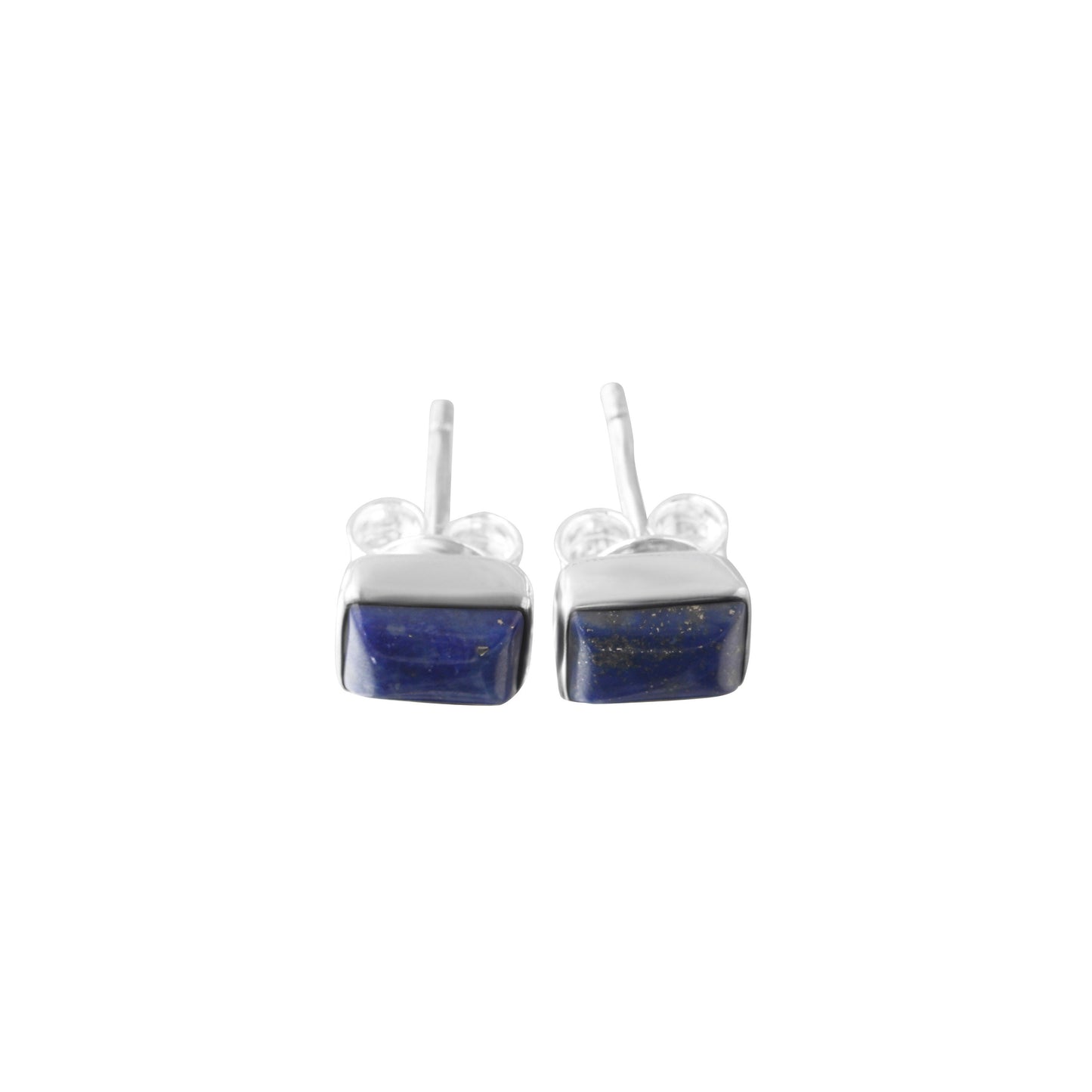 Rectangle blue lapis lazuli gems 925 Silver Minimalist stud Earrings, Simple everyday blue studs , sterling silver stud earrings, Australia, Zorbajewellers
