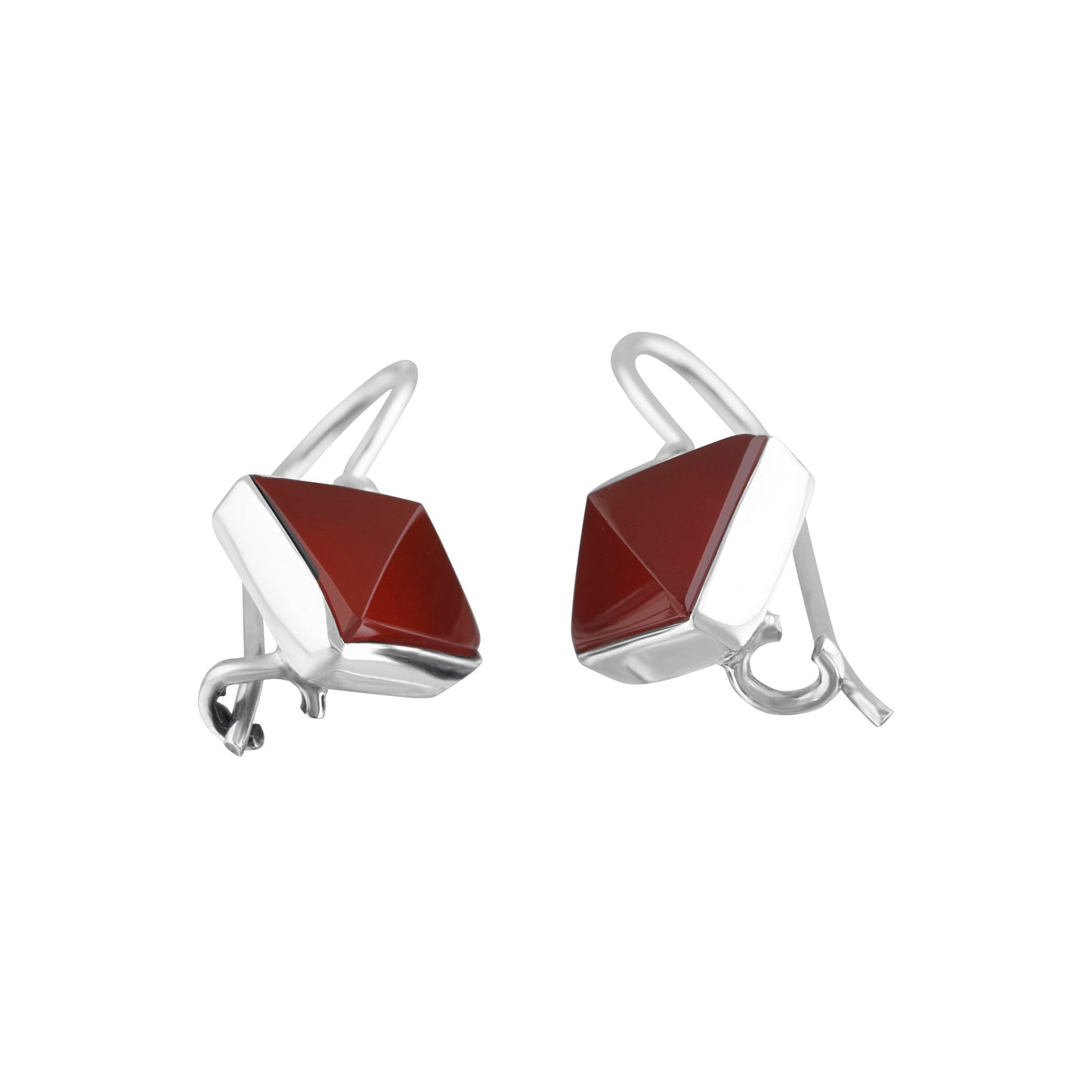 Genuine quadrilateral CARNELIAN Gems 925 SILVER Latch-back Earrings, quadrilateral orange gems, August Birthstone Virgo Zodiac, Australia, Zorbajewellers