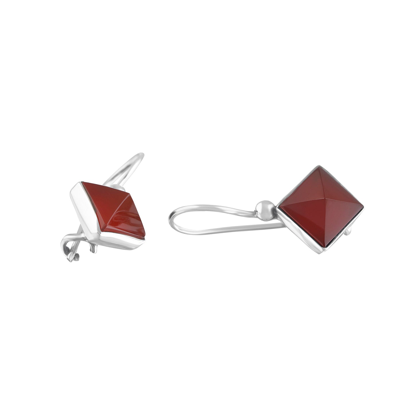 Genuine quadrilateral CARNELIAN Gems 925 SILVER Latch-back Earrings, quadrilateral orange gems, August Birthstone Virgo Zodiac, Australia, Zorbajewellers