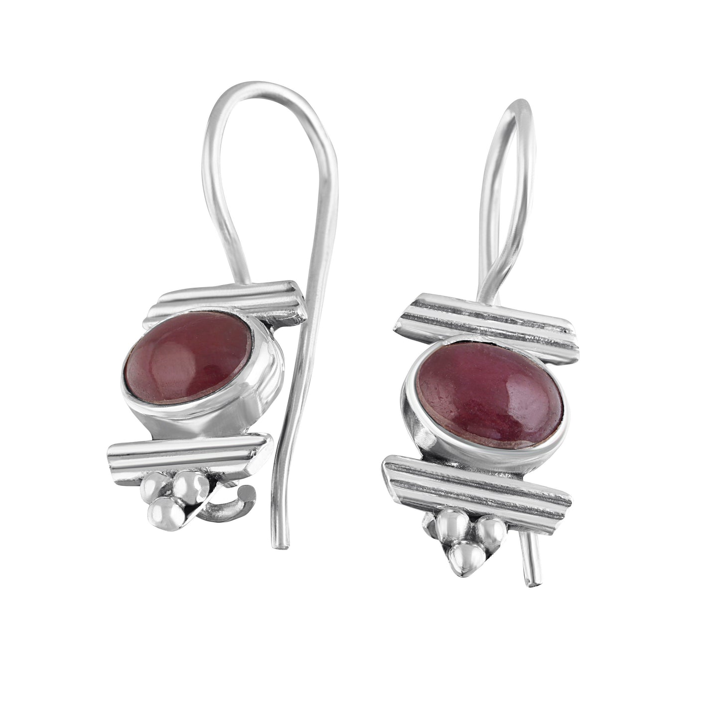 Oval RUBY Gemstones 925 Sterling SILVER Latch Back Earrings, Red Maroon Ruby Sterling Silver Earrings, Cancer Zodiac birthstone, Australia, Zorbajewellers