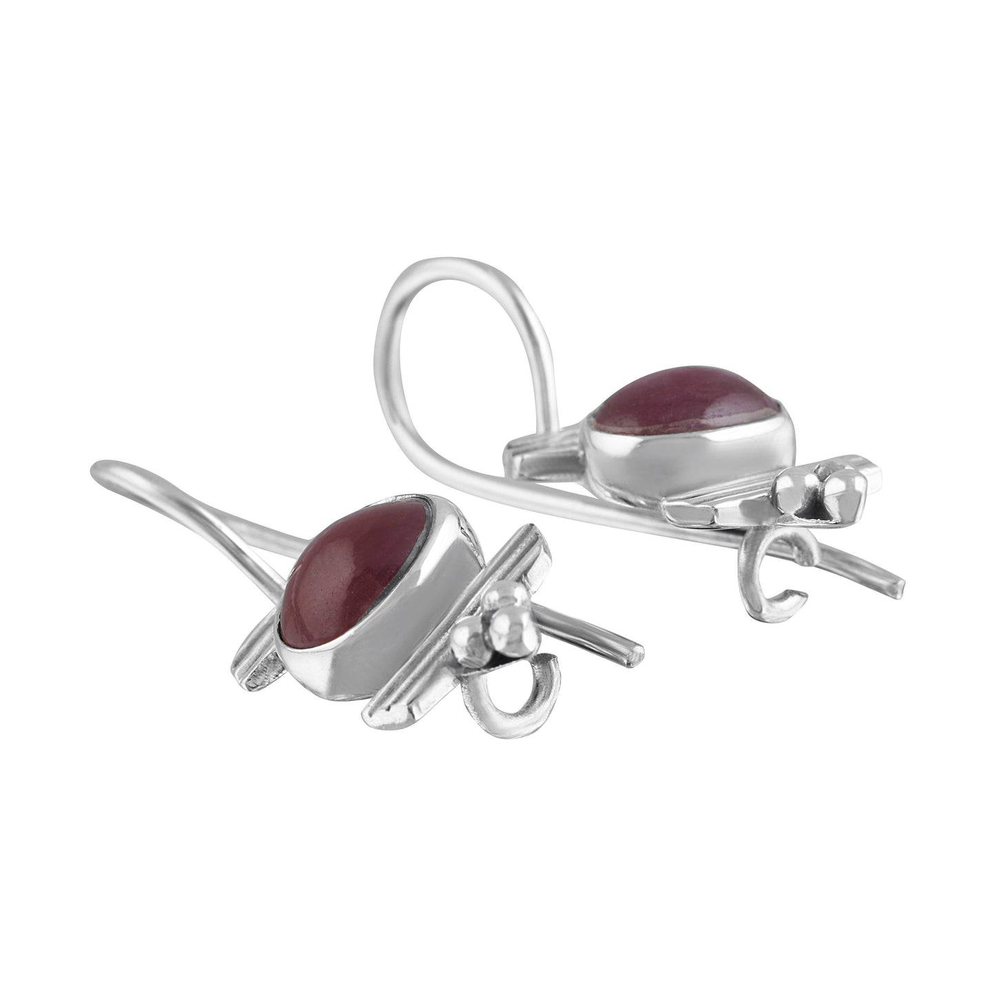 Oval RUBY Gemstones 925 Sterling SILVER Latch Back Earrings, Red Maroon Ruby Sterling Silver Earrings, Cancer Zodiac birthstone, Australia, Zorbajewellers