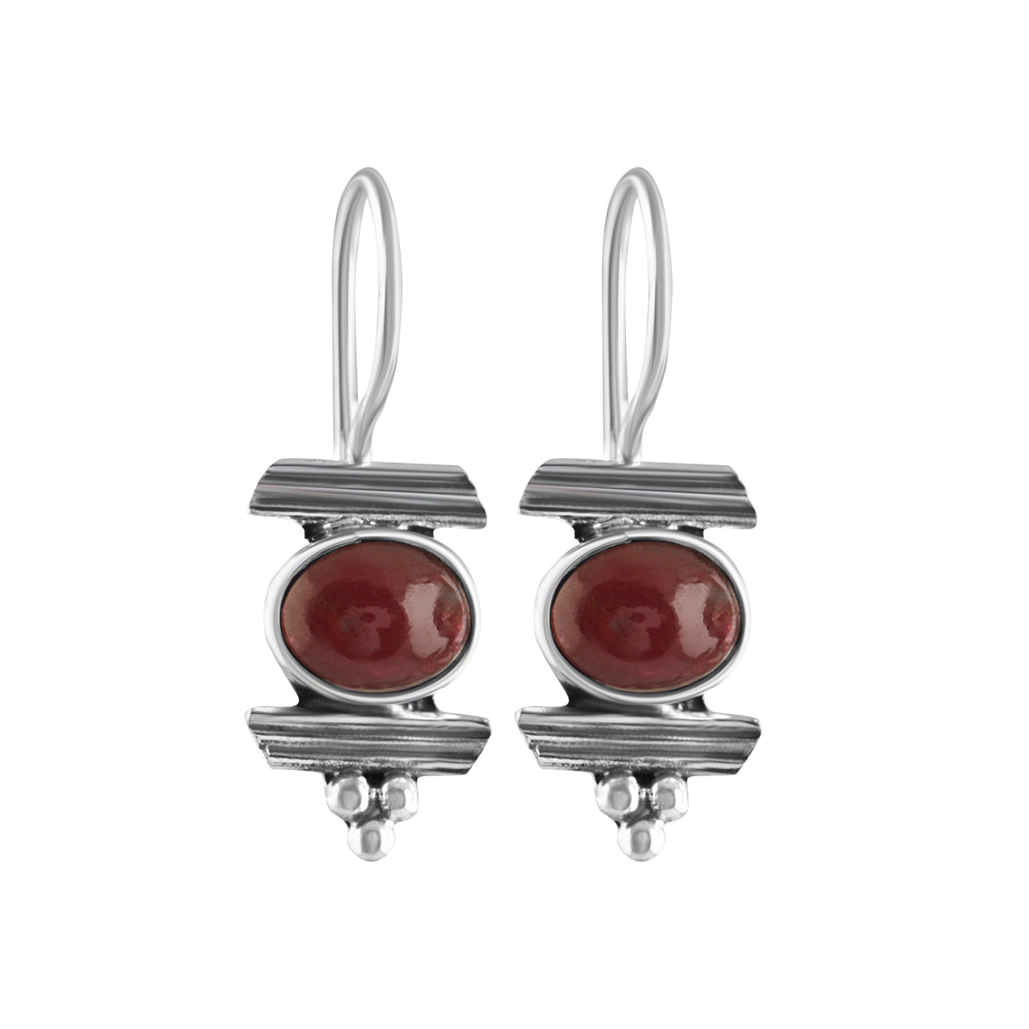 Oval RUBY Gemstones 925 Sterling SILVER Latch Back Earrings, Red Maroon Ruby Sterling Silver Earrings, Cancer Zodiac birthstone, Australia, Zorbajewellers