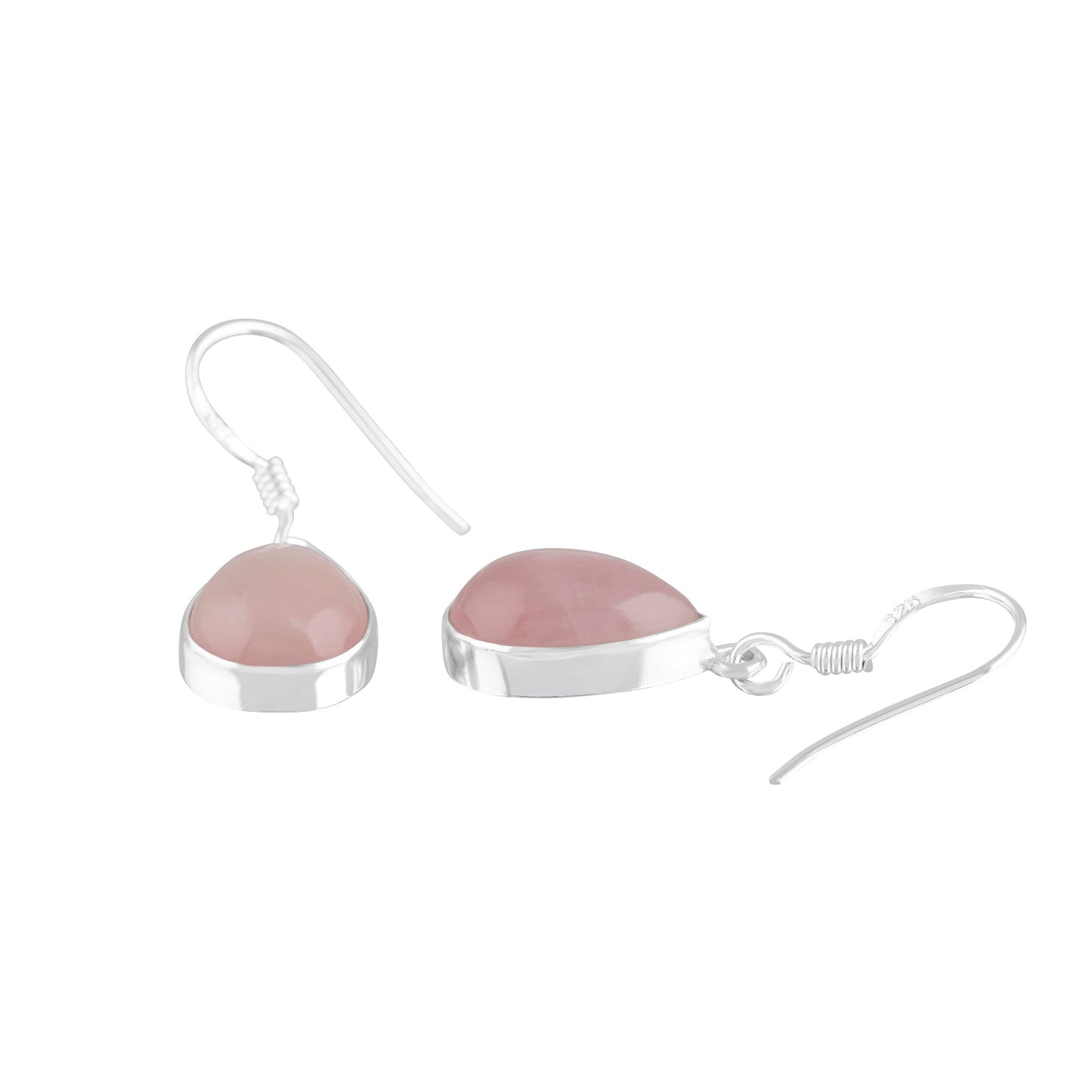 Teardrop/leaf/pear shaped Minimalist Rose Quartz 925 silver earrings, Simple pink earrings, Taurus zodiac January birthstone gift, Australia, Zorbajewellers