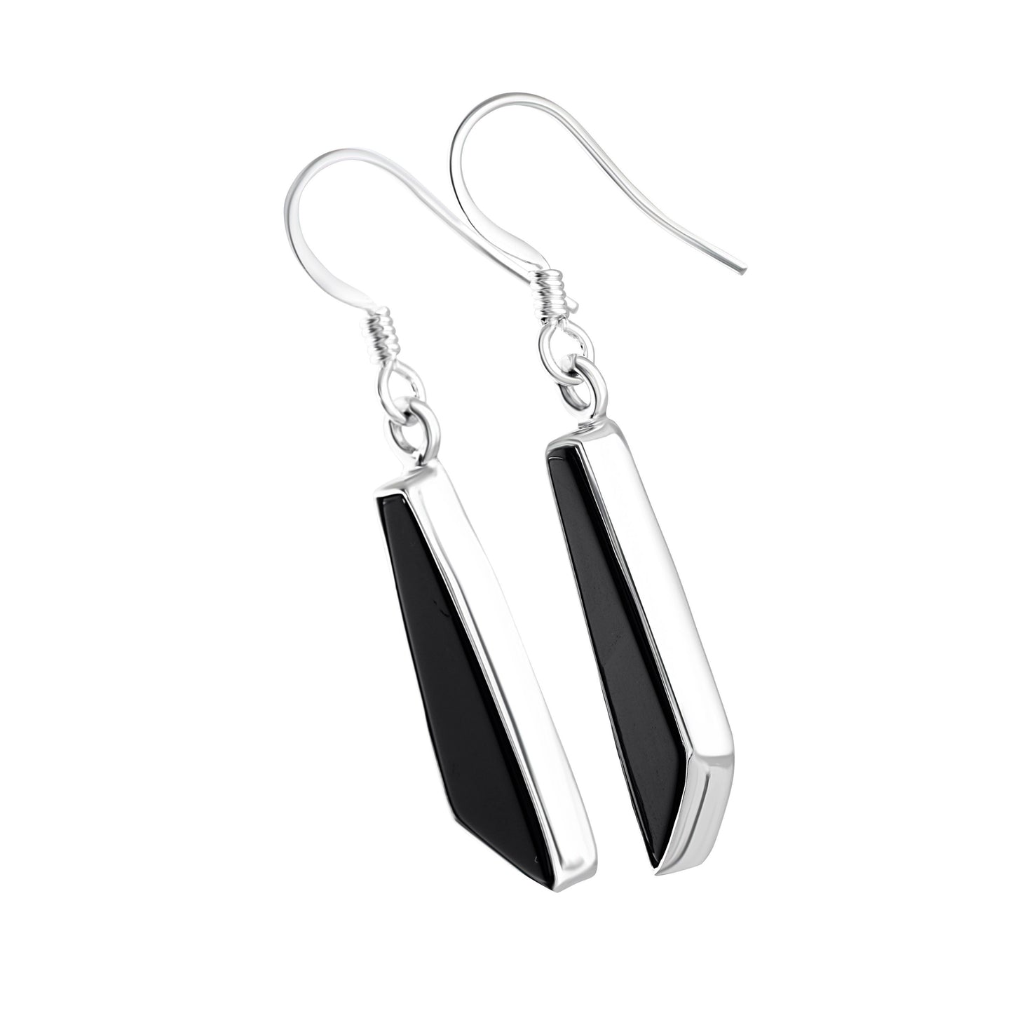Genuine Black Onyx Gems 925 Sterling Silver quadrilateral Earrings, Black Onyx 925 Silver Earrings, Leo Zodiac December Birthstone Australia, Zorbajewellers