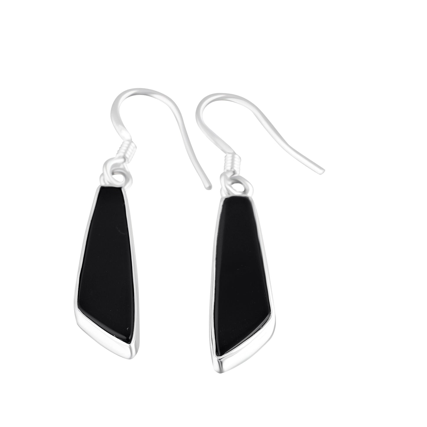 Genuine Black Onyx Gems 925 Sterling Silver quadrilateral Earrings, Black Onyx 925 Silver Earrings, Leo Zodiac December Birthstone Australia, Zorbajewellers