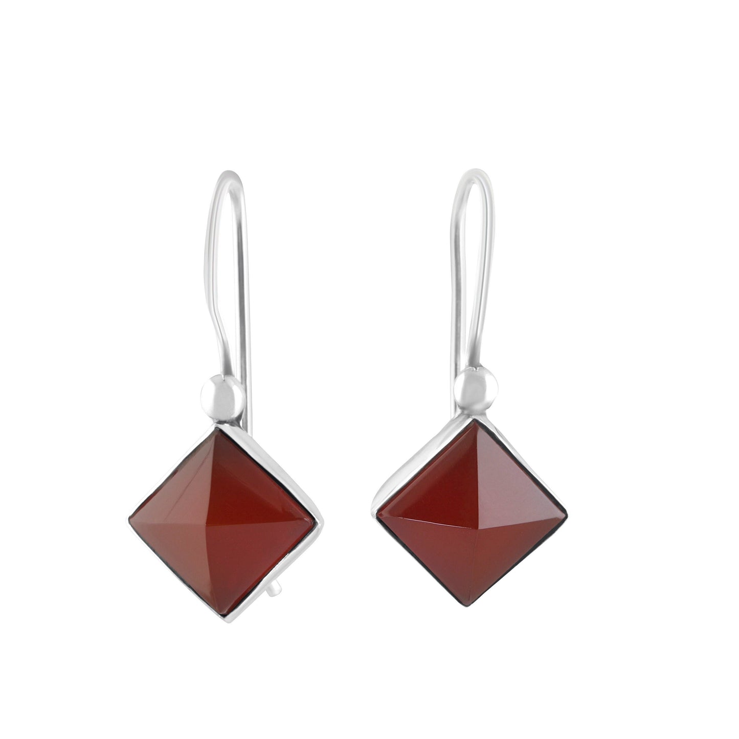 Genuine quadrilateral CARNELIAN Gems 925 SILVER Latch-back Earrings, quadrilateral orange gems, August Birthstone Virgo Zodiac, Australia, Zorbajewellers