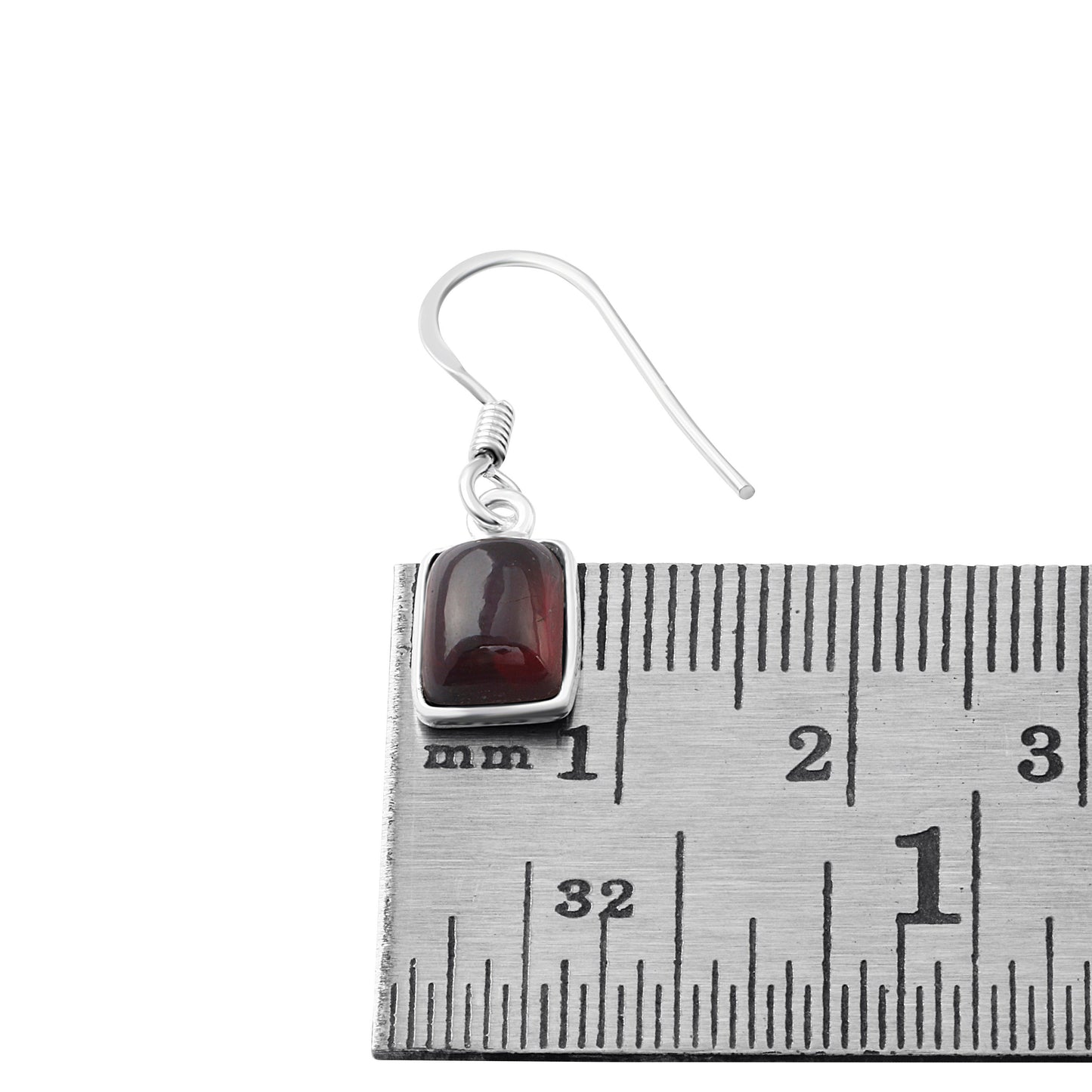 Rectangle Minimalist Red Garnet earrings, Red garnet earrings in sterling silver, red wine colour gemstones, Capricorn, Australia, Zorbajewellers