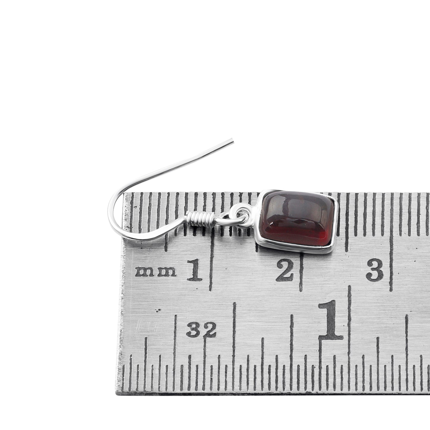 Rectangle Minimalist Red Garnet earrings, Red garnet earrings in sterling silver, red wine colour gemstones, Capricorn, Australia, Zorbajewellers