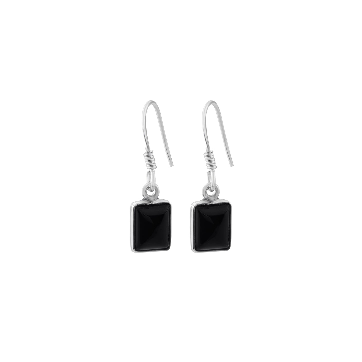 Genuine Black Onyx Gems 925 Silver Rectangle Shaped Earrings, Black Onyx 925 Silver Earrings, Leo Zodiac December Birthstone, Australia, Zorbajewellers