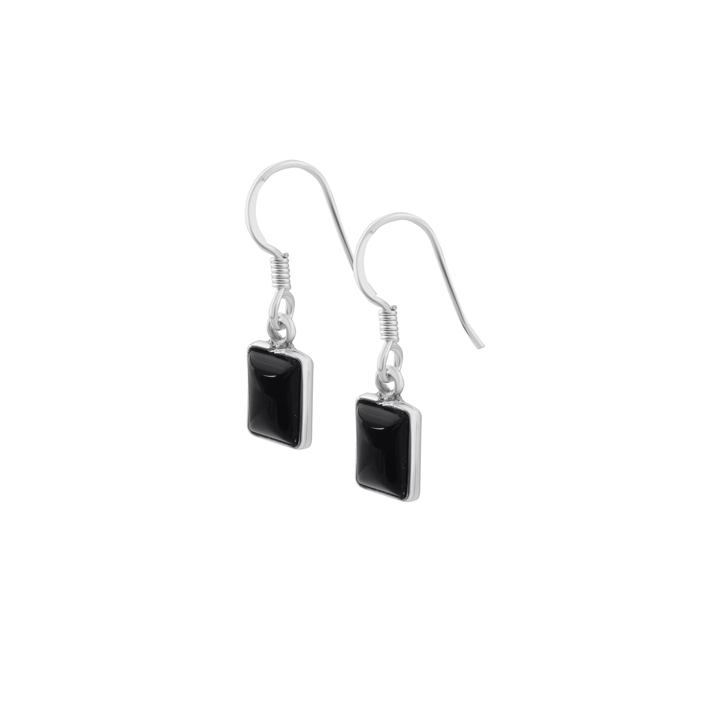 Genuine Black Onyx Gems 925 Silver Rectangle Shaped Earrings, Black Onyx 925 Silver Earrings, Leo Zodiac December Birthstone, Australia, Zorbajewellers