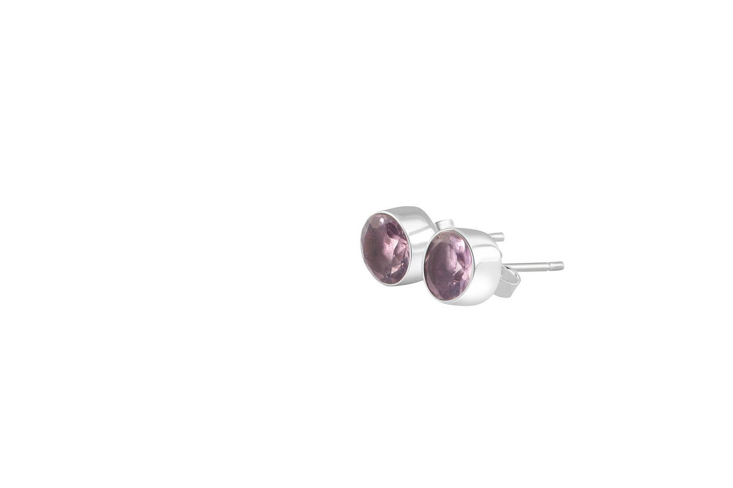 Round AMETHYST Gems SOLID 925 Sterling Silver Stud Earrings, Simple purple stud earrings, Aquarius Zodiac February Birthstone, Australia, Zorbajewellers