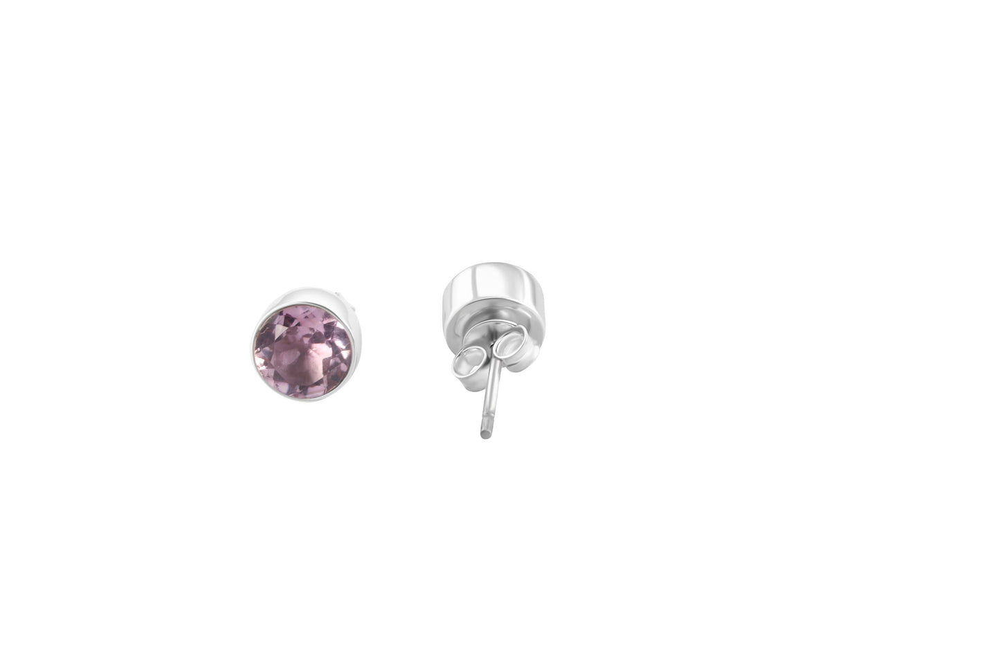 Round AMETHYST Gems SOLID 925 Sterling Silver Stud Earrings, Simple purple stud earrings, Aquarius Zodiac February Birthstone, Australia, Zorbajewellers