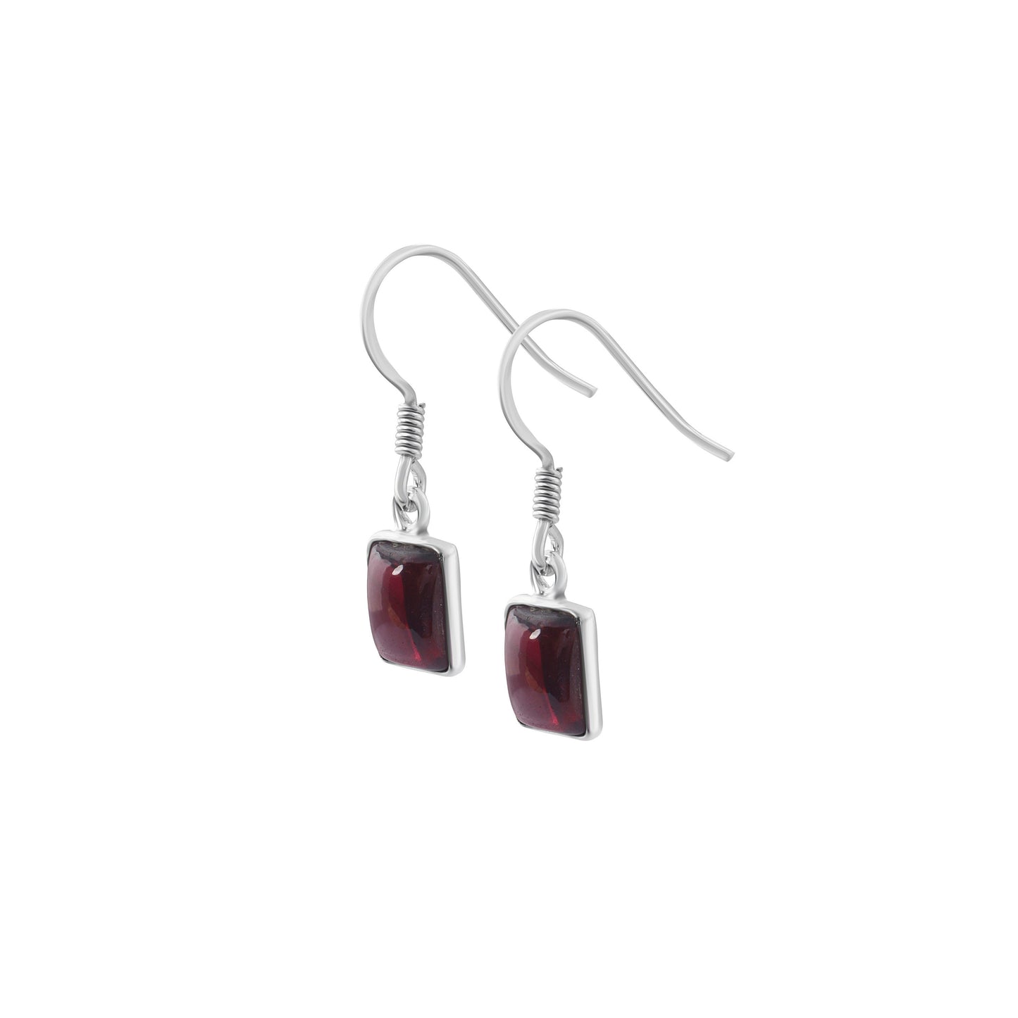 Rectangle Minimalist Red Garnet earrings, Red garnet earrings in sterling silver, red wine colour gemstones, Capricorn, Australia, Zorbajewellers