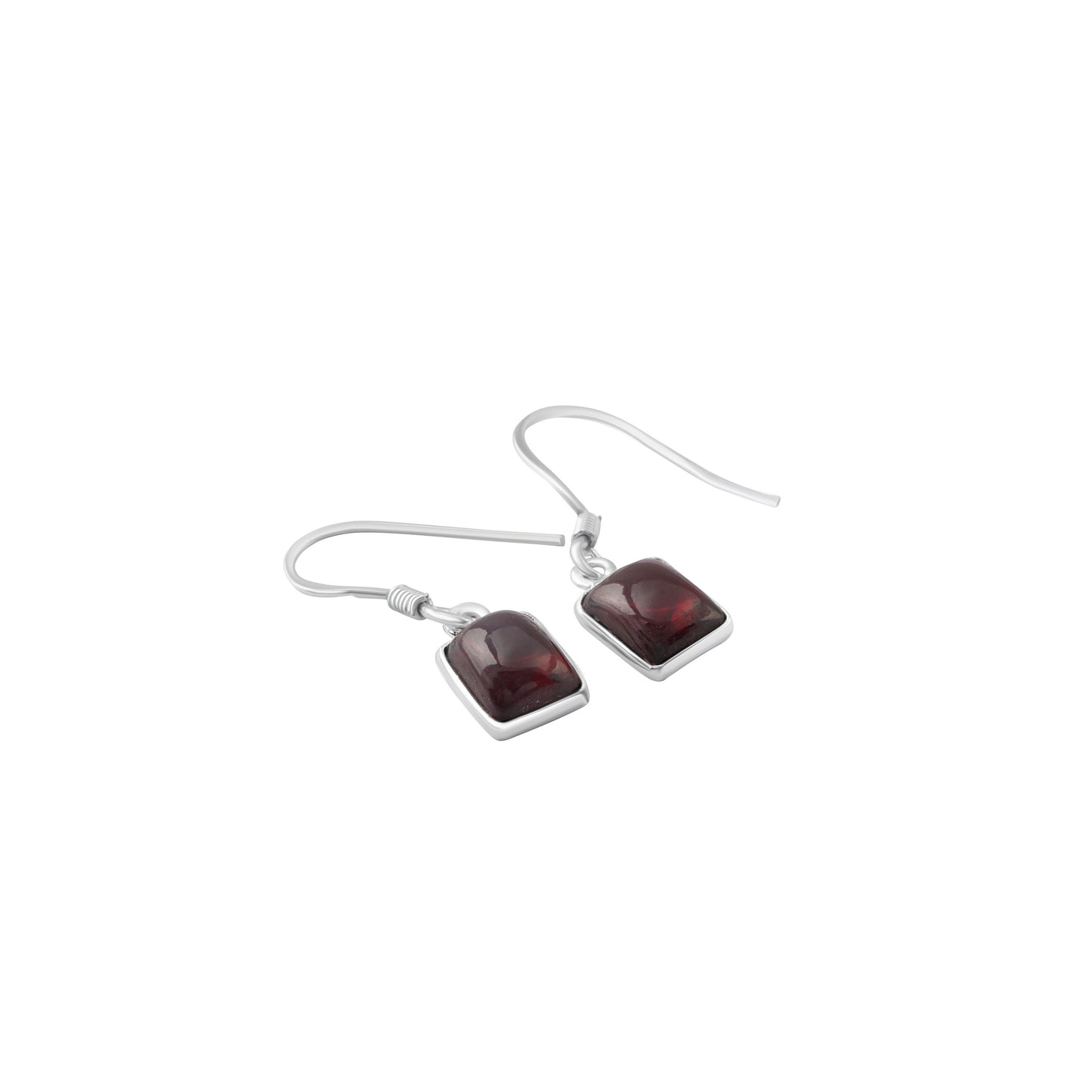 Rectangle Minimalist Red Garnet earrings, Red garnet earrings in sterling silver, red wine colour gemstones, Capricorn, Australia, Zorbajewellers