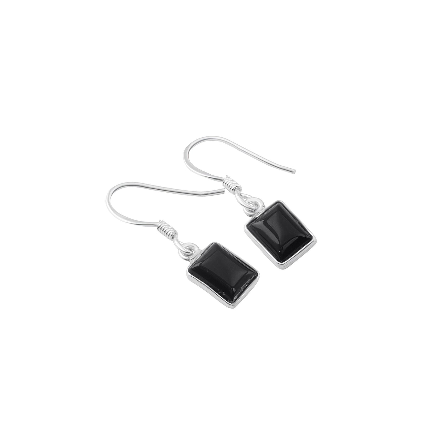 Genuine Black Onyx Gems 925 Silver Rectangle Shaped Earrings, Black Onyx 925 Silver Earrings, Leo Zodiac December Birthstone, Australia, Zorbajewellers