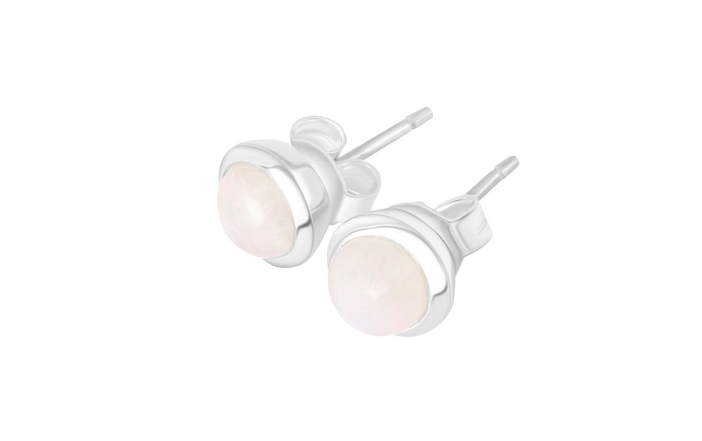 Round MOONSTONE Gemstones SOLID 925 Sterling SILVER Minimalist Stud Earrings, Simple White Studs, June Birthstone & Cancer Zodiac, Australia, Zorbajewellers