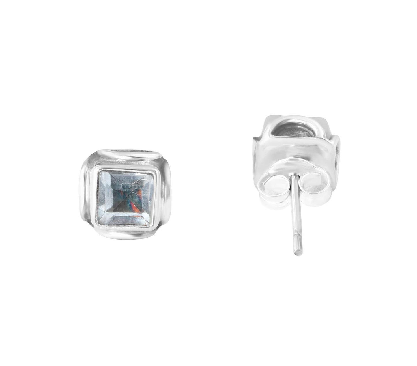 Genuine Blue TOPAZ Gems Oxidized 925 SILVER Filigree Square Stud Earrings, Sagittarius Zodiac December Birthstone Boho Studs, Australia, Zorbajewellers