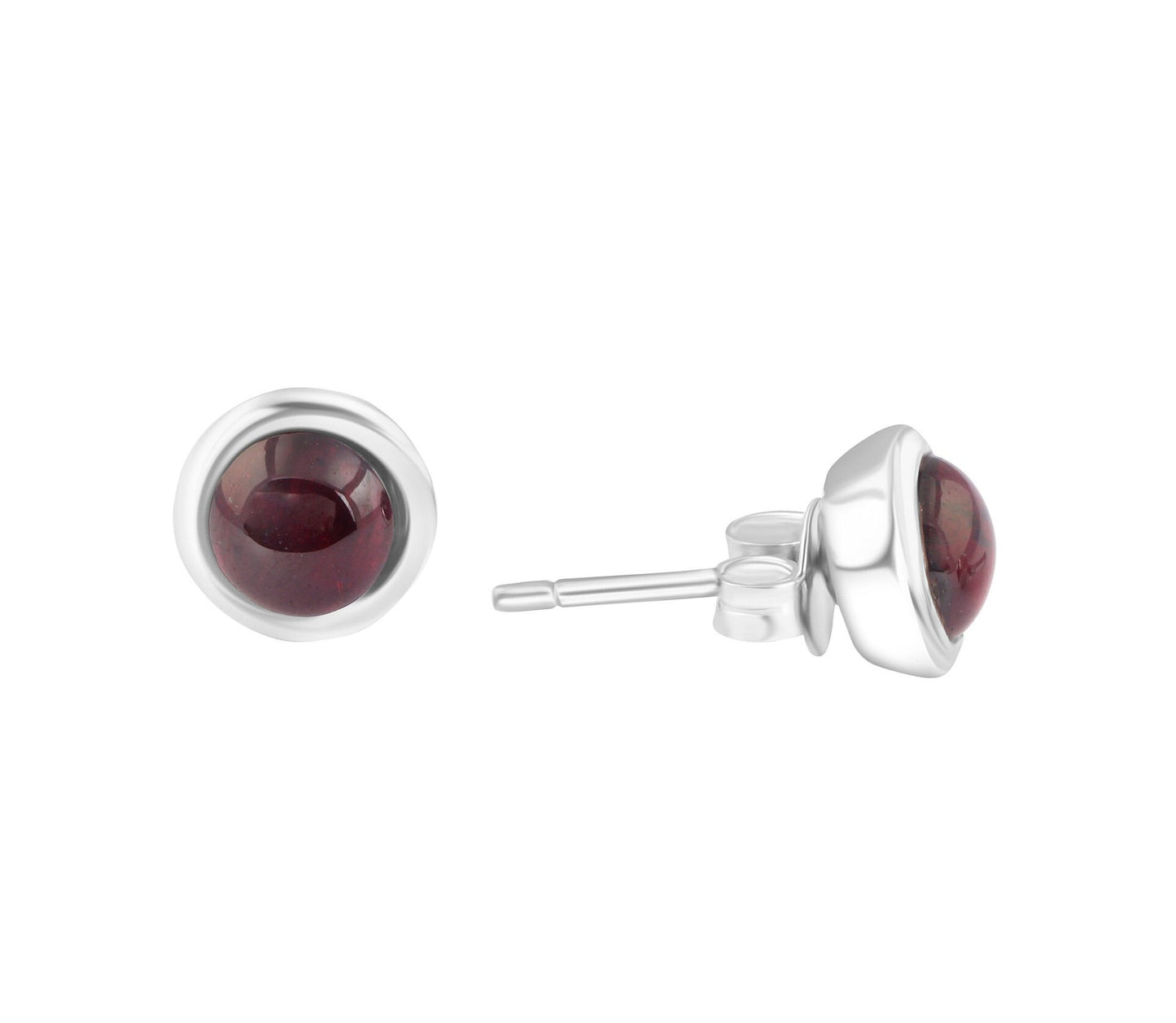 Genuine Red GARNET Round GEMS 925 SILVER Minimalist Stud Earrings, Red Garnet Stud Earrings, Capricorn Zodiac January Birthstone, Australia, Zorbajewellers