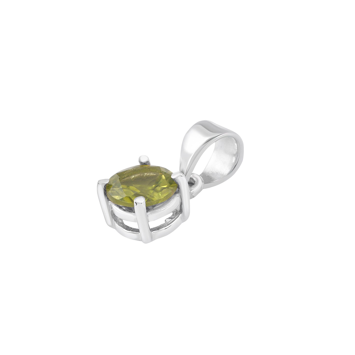 Minimalist Cut-Stone Round Peridot Solid 925 Silver Prong Set Pendant, Simple Pendant, Leo Zodiac August Birthstone gift, Australia, Zorbajewellers