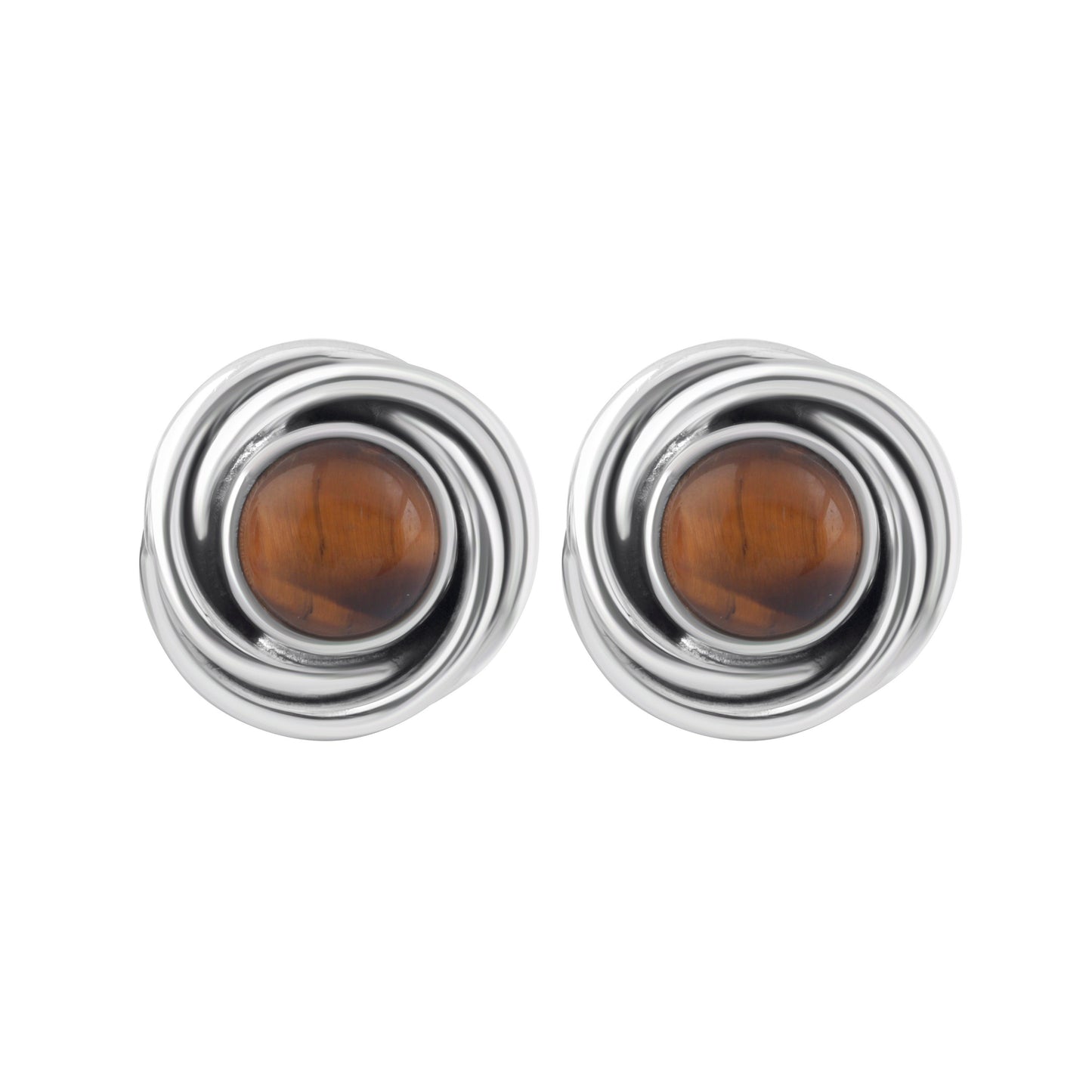 Tiger's Eye Gemstones Solid 925 Sterling Silver Twirl Stud Earrings, Tiger Eye gemstone studs, July Birthstone, Tiger Eye Australia, Zorbajewellers