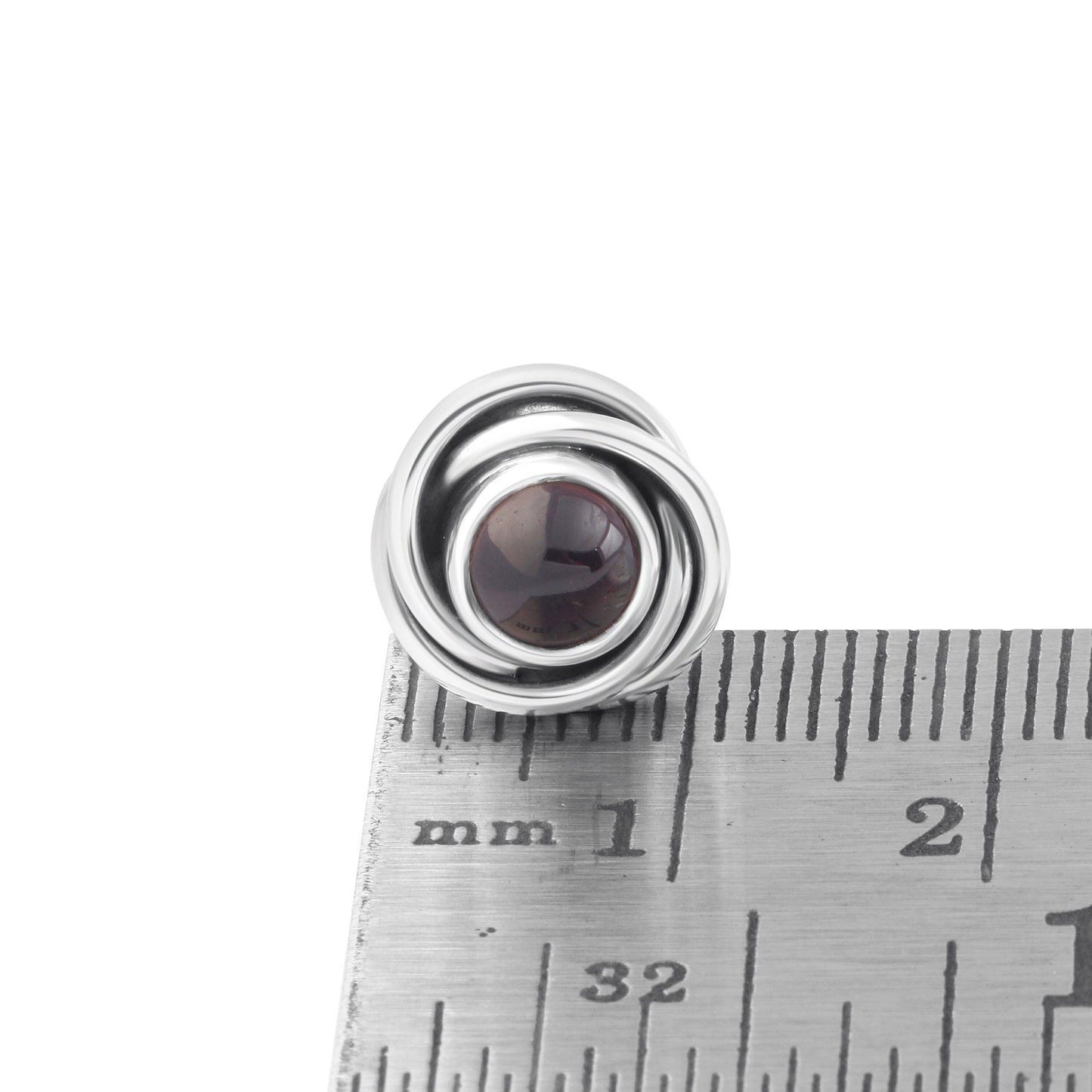 Genuine Red GARNET GEMS 925 Oxidized SILVER Round Twirl Stud Earrings, Bohemian Garnet Studs, Capricorn Zodiac January Birthstone, Australia, Zorbajewellers