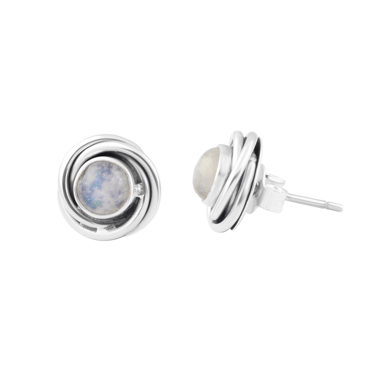Genuine MOONSTONE Gems SOLID 925 Oxidized SILVER Twirl Big Stud Earrings, Moonstone studs, June Birthstone Cancer Zodiac Gift, Australia, Zorbajewellers