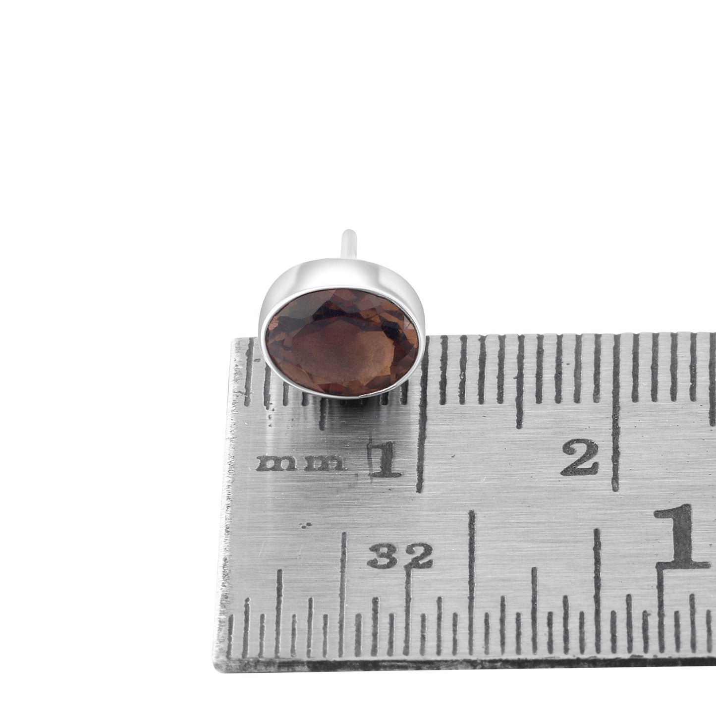 Genuine Oval shaped natural brown smokey quartz Sterling Silver Stud Earrings, Minimalist design, Clear brown, Australia, Zorbajewellers