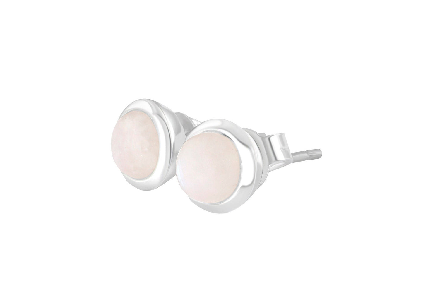 Round MOONSTONE Gemstones SOLID 925 Sterling SILVER Minimalist Stud Earrings, Simple White Studs, June Birthstone & Cancer Zodiac, Australia, Zorbajewellers