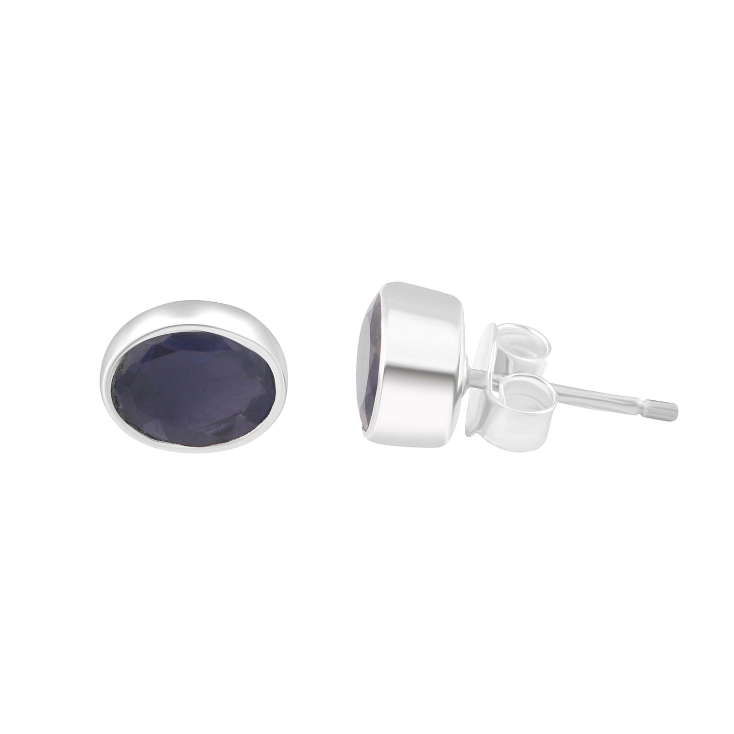 Genuine Iolite Oval Cut Gems Solid 925 Sterling SILVER Oval Stud Earrings, Sagittarius & Taurus Zodiac, September Birthstone, Australia, Zorbajewellers