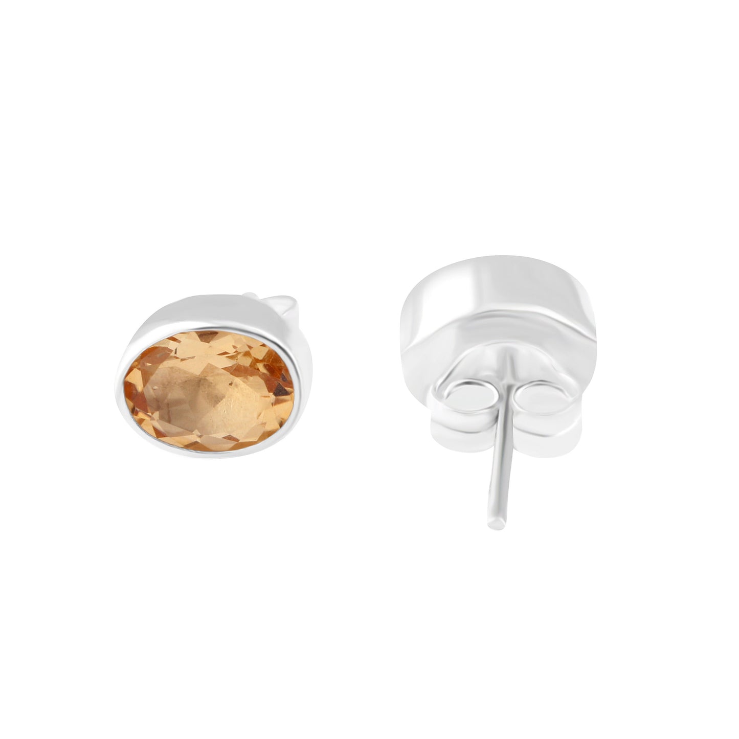 Genuine Citrine Gems Solid 925 Sterling SILVER Oval Stud Earrings, Yellow gems 925 silver earrings, November birthstone, gift, Australia, Zorbajewellers