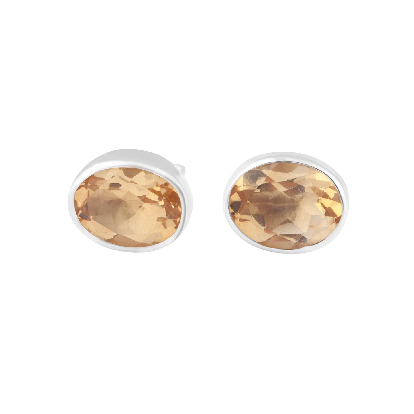 Genuine Citrine Gems Solid 925 Sterling SILVER Oval Stud Earrings, Yellow gems 925 silver earrings, November birthstone, gift, Australia, Zorbajewellers