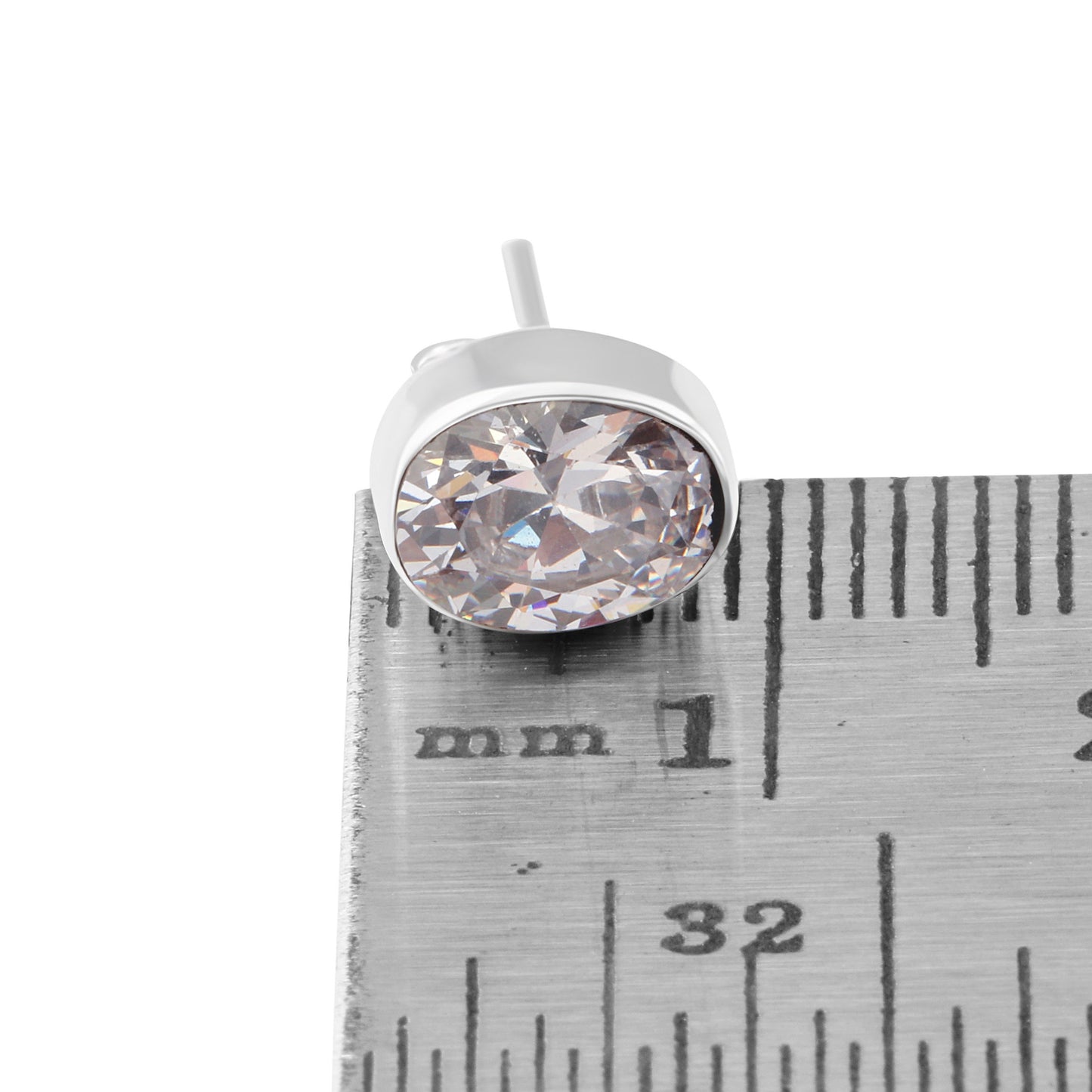Sparkling Cubic Zirconia Sterling Silver Minimalist Style Oval Stud Earrings, SOLID 925 Silver CZ Earrings, Women/Men Earrings, Australia, Zorbajewellers