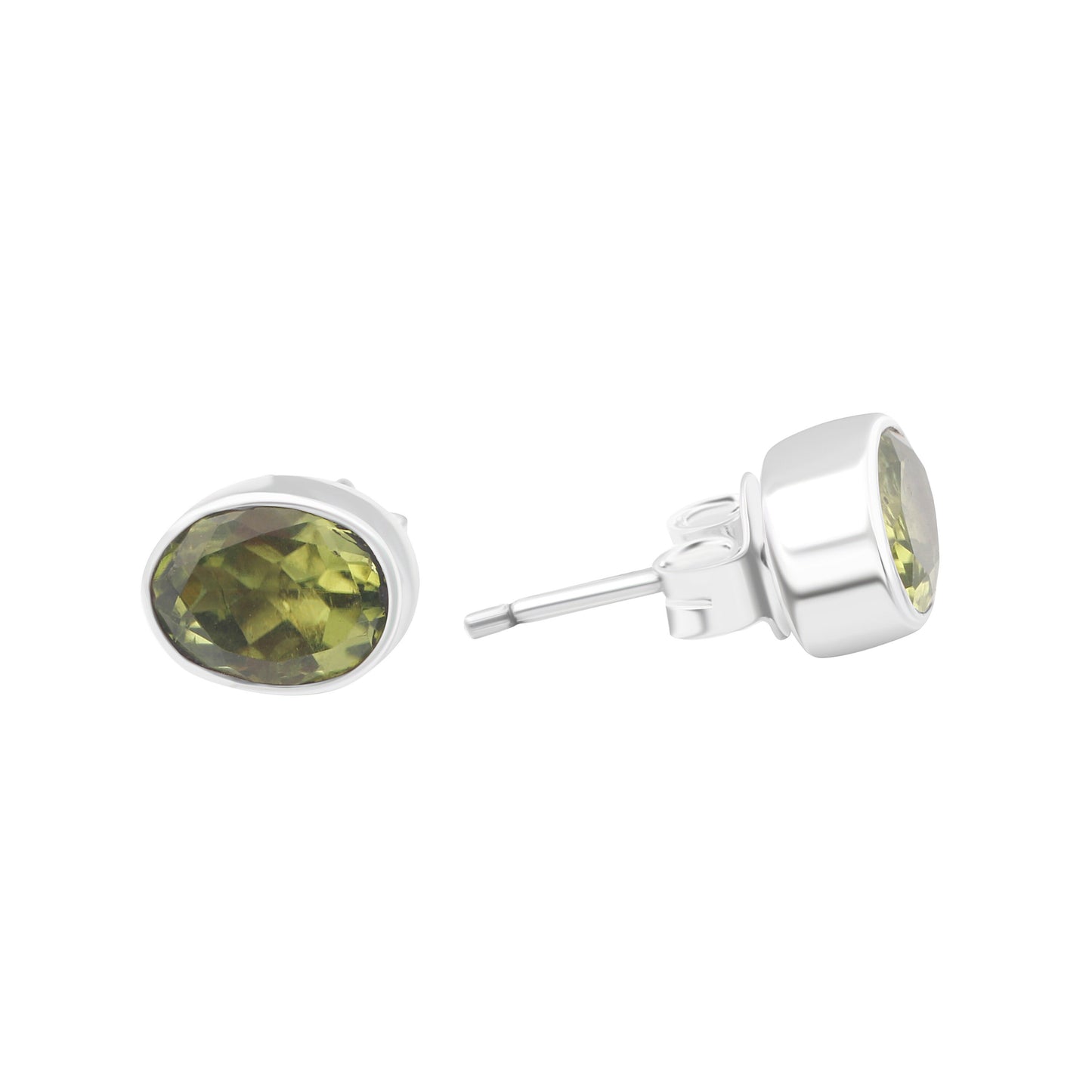 Genuine PERIDOT Gems Solid 925 Sterling SILVER Minimalist Oval Stud Earrings, Olive Green Beautifully Cut Peridot Stud Earrings, Australia, Zorbajewellers