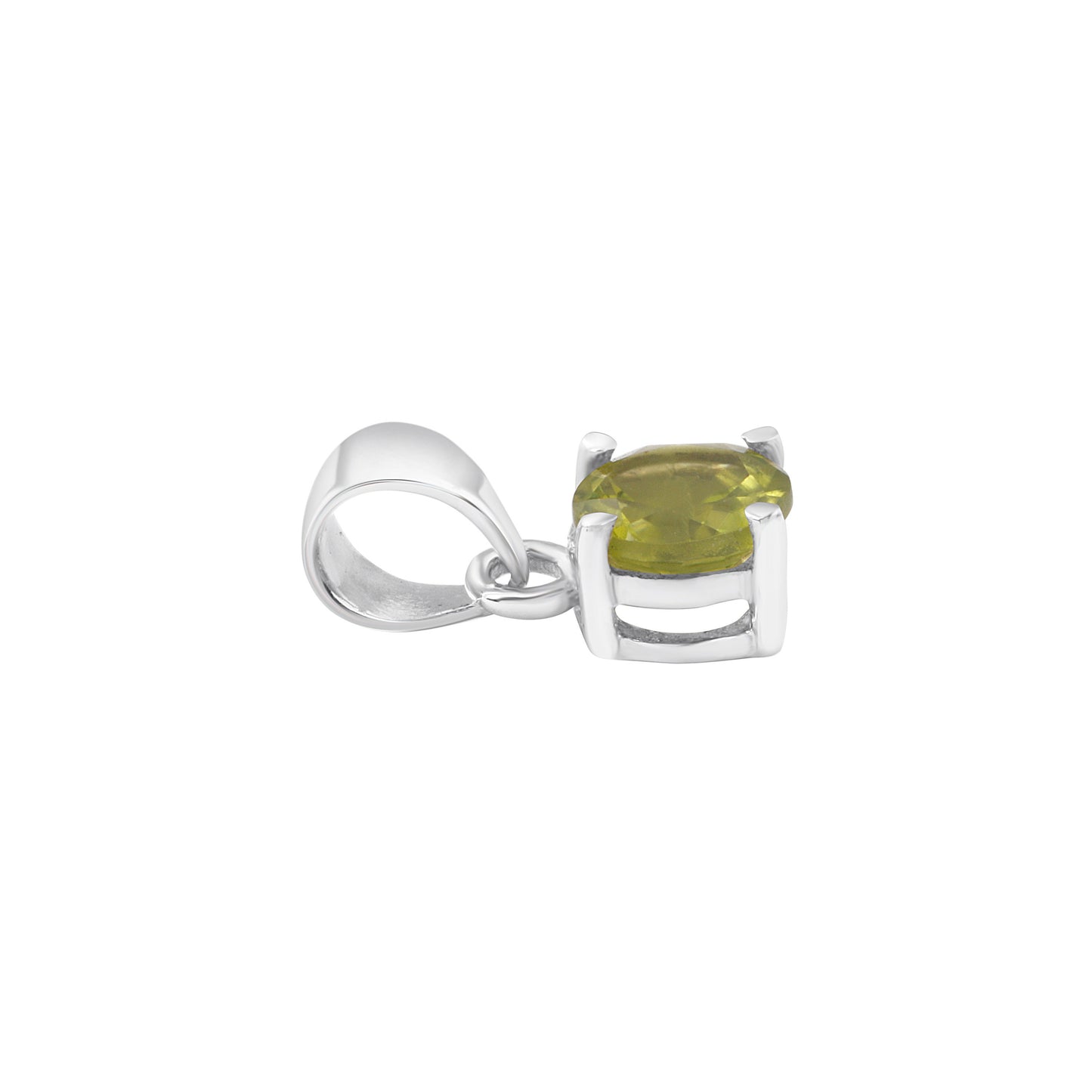 Minimalist Cut-Stone Round Peridot Solid 925 Silver Prong Set Pendant, Simple Pendant, Leo Zodiac August Birthstone gift, Australia, Zorbajewellers
