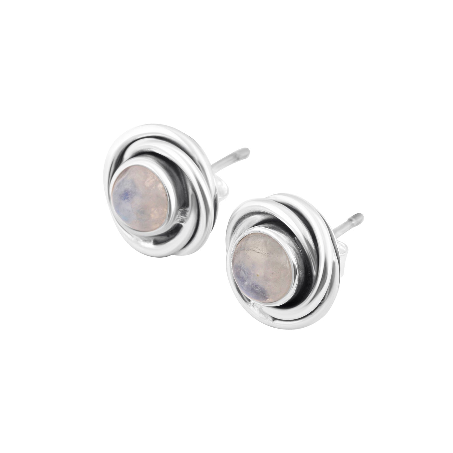 Genuine MOONSTONE Gems SOLID 925 Oxidized SILVER Twirl Big Stud Earrings, Moonstone studs, June Birthstone Cancer Zodiac Gift, Australia, Zorbajewellers