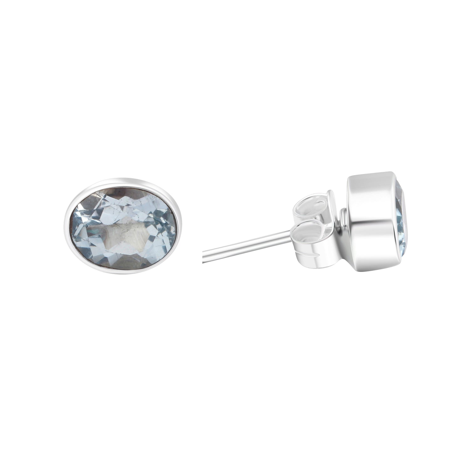 Beautifully Cut Genuine Blue TOPAZ Gemstones Solid 925 SILVER Oval Stud Earrings, Sagittarius Zodiac December Birthstone Studs, Australia, Zorbajewellers