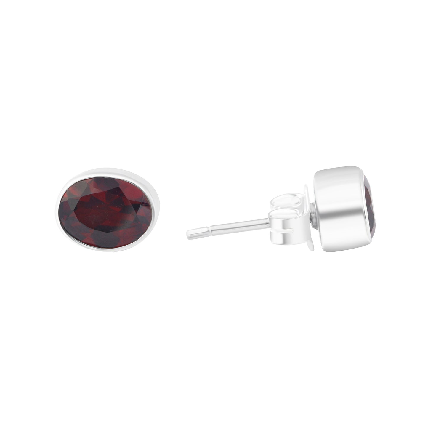 Genuine Red GARNET Oval GEMS 925 SILVER Stud Earrings, Oval Red Garnet Stud Earrings, Capricorn Zodiac January Birthstone, Australia, Zorbajewellers