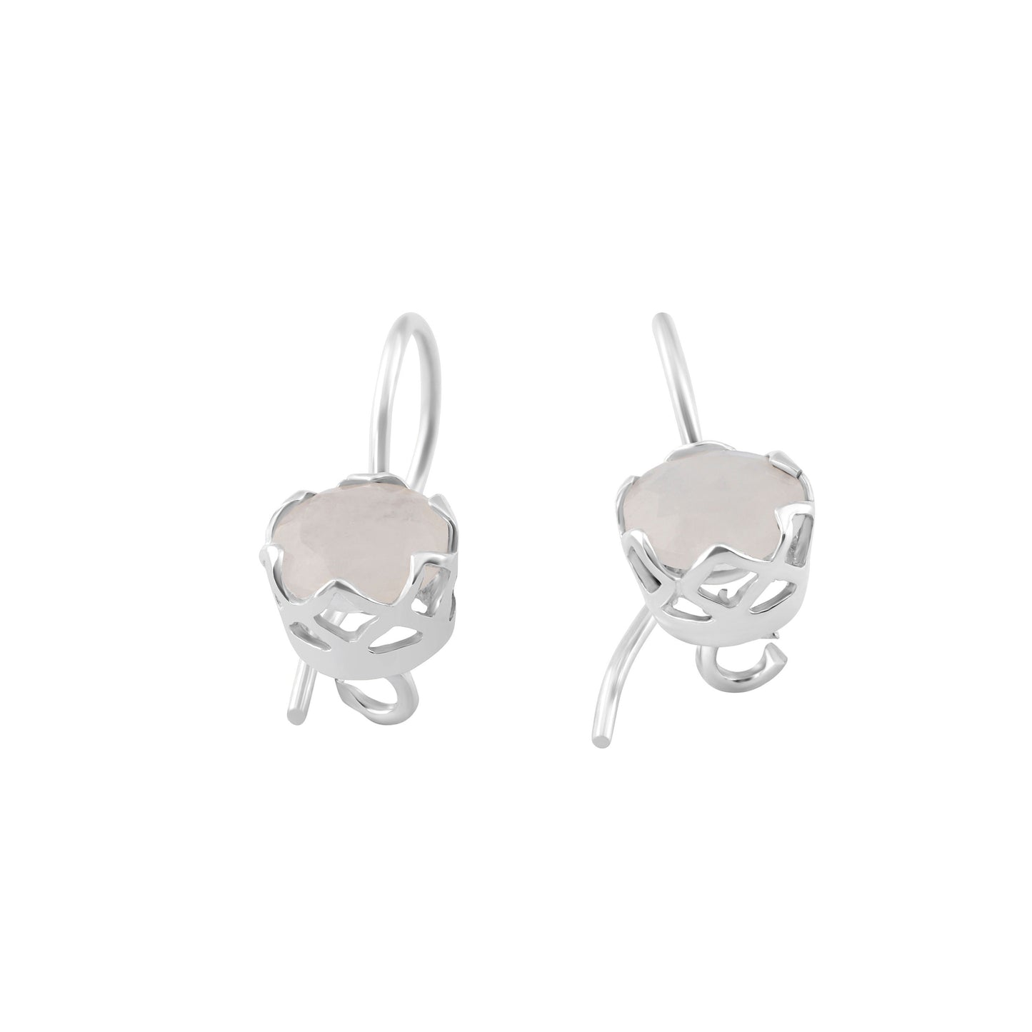 Genuine MOONSTONE gems 925 SILVER Mesh Latch-back earrings, Spring mesh earring Cancer Zodiac & July birthstone gift, Australia, Zorbajewellers