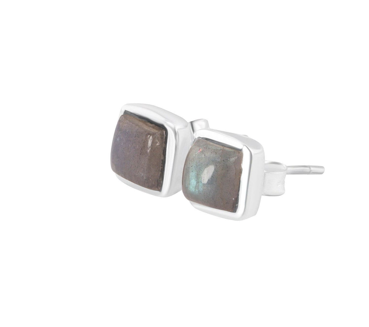 Genuine LABRADORITE Gems Solid 925 SILVER Square Unisex Stud Earrings, Square Labradorite stone Solid 925 Silver Earrings, Australia, Zorbajewellers