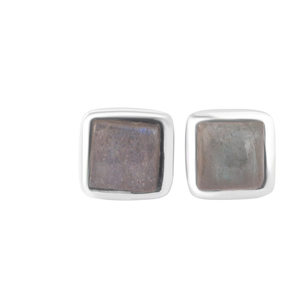 Genuine LABRADORITE Gems Solid 925 SILVER Square Unisex Stud Earrings, Square Labradorite stone Solid 925 Silver Earrings, Australia, Zorbajewellers