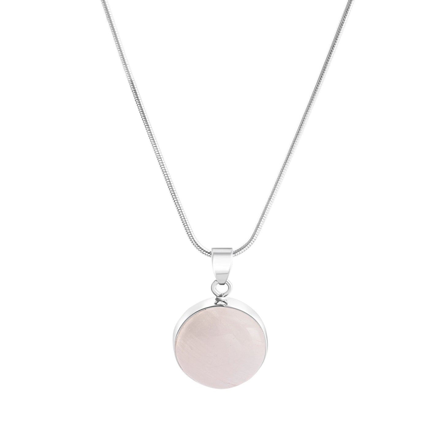 Moonstone (white) gemstone big round cut Solid Sterling Silver Minimalist necklace pendant, Cancer Zodiac July Birthstone, Australia, Zorbajewellers