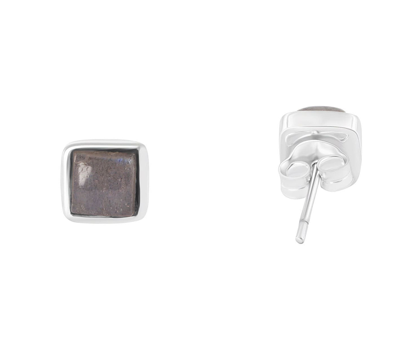 Genuine LABRADORITE Gems Solid 925 SILVER Square Unisex Stud Earrings, Square Labradorite stone Solid 925 Silver Earrings, Australia, Zorbajewellers