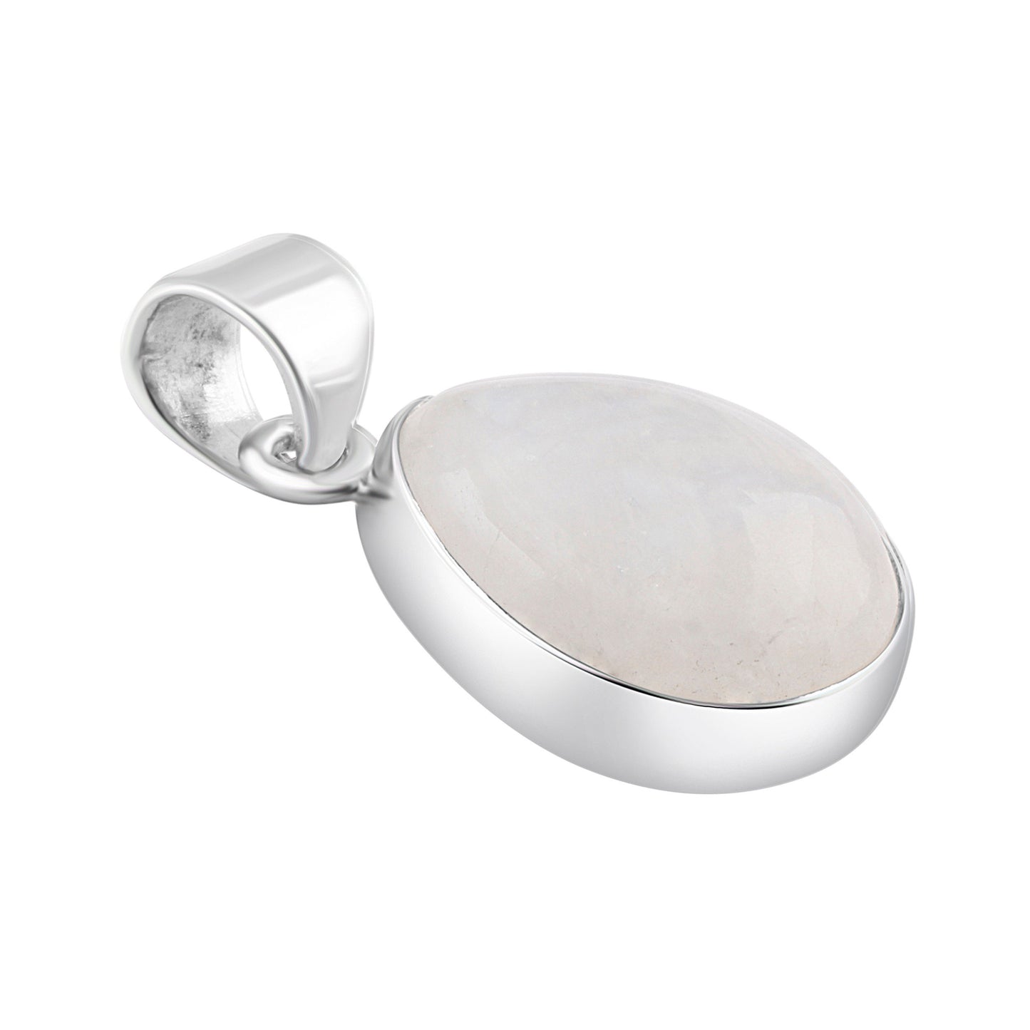 Moonstone (white) gemstone pear/teardrop/leaf shaped Solid Sterling Silver Minimalist necklace pendant, Cancer Zodiac Birthstone, Australia, Zorbajewellers
