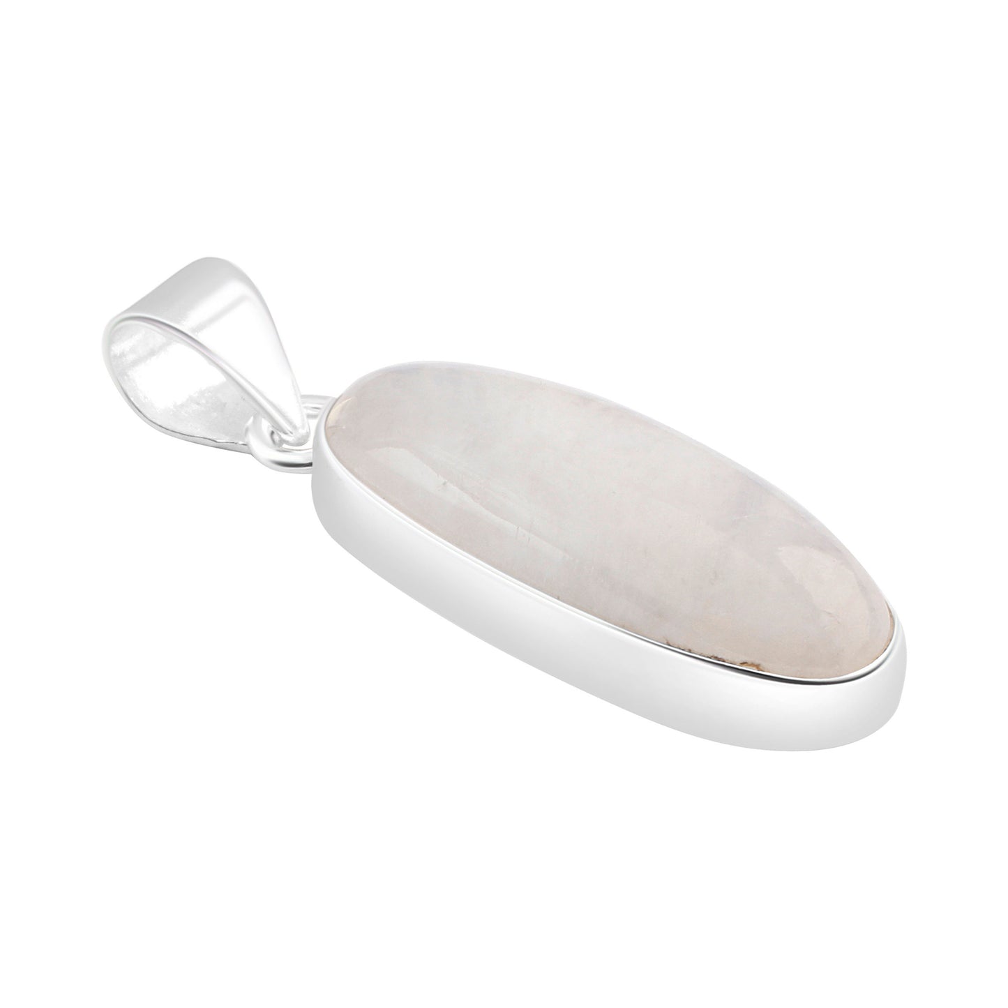 Medium moonstone (white) gemstone long oval cut Solid Sterling Silver Minimalist necklace pendant, Cancer Zodiac July Birthstone, Australia, Zorbajewellers