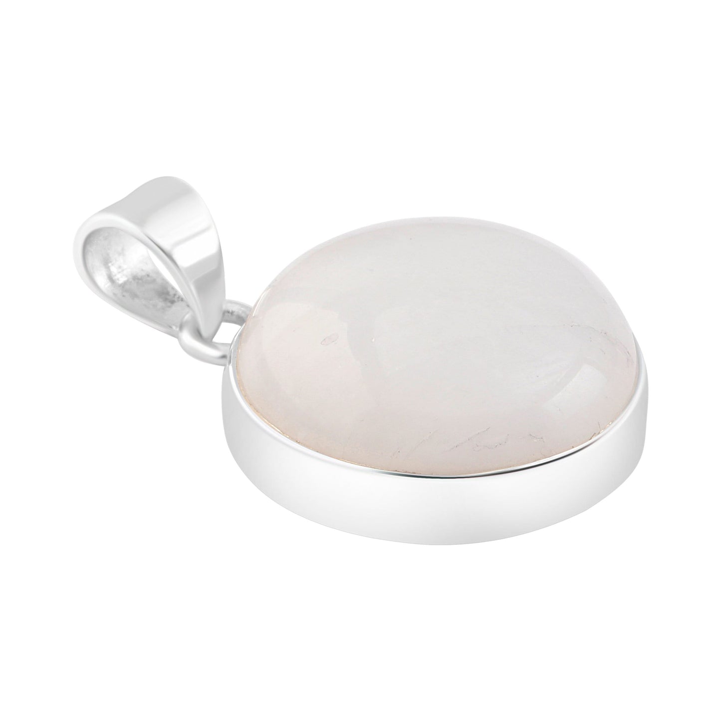 Moonstone (white) gemstone big round cut Solid Sterling Silver Minimalist necklace pendant, Cancer Zodiac July Birthstone, Australia, Zorbajewellers